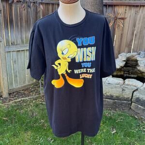 Vtg Tweety Bird Looney Tunes You Wish You Were That Lucky T-Shirt Tee Women's L